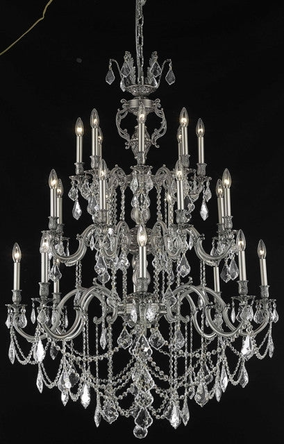 C121-9524G38PW/RC By Elegant Lighting Marseille Collection 24 Light Chandeliers Pewter Finish