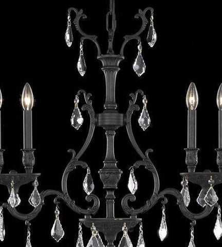 C121-9604D26DB+SH-1E31G/RC By Elegant Lighting Monarch Collection 4 Light pendant Dark Bronze Finish