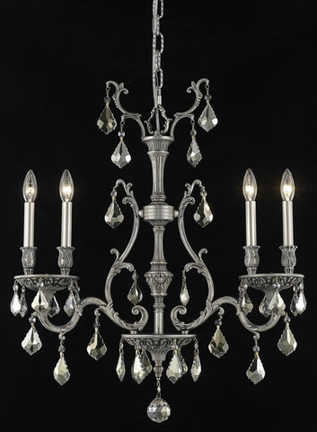 C121-9604D26PW-GT/RC By Elegant Lighting Monarch Collection 4 Light Chandeliers Pewter Finish