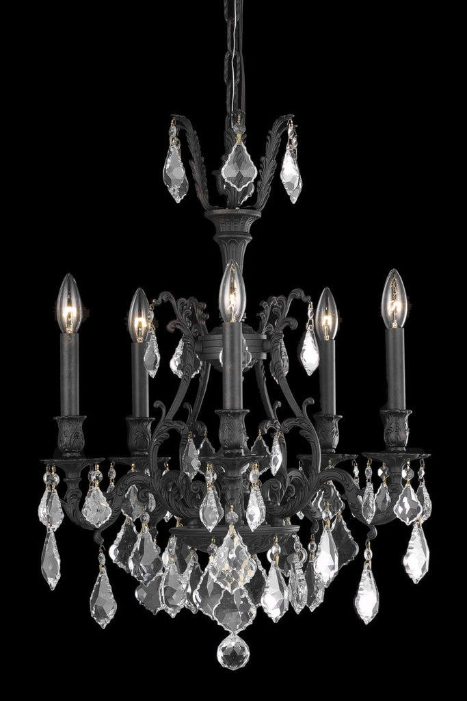 C121-9605D21DB/RC By Elegant Lighting Monarch Collection 5 Light Chandeliers Dark Bronze Finish