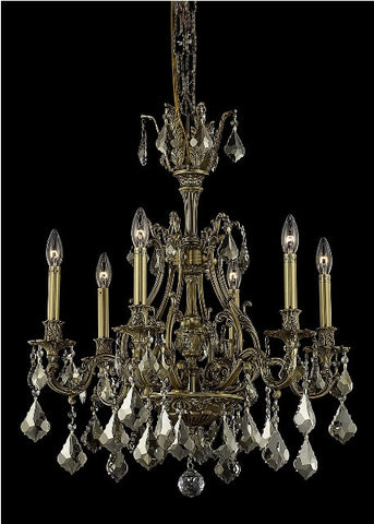 C121-9606D24FG-GT/RC By Elegant Lighting Monarch Collection 6 Light Chandeliers French Gold Finish