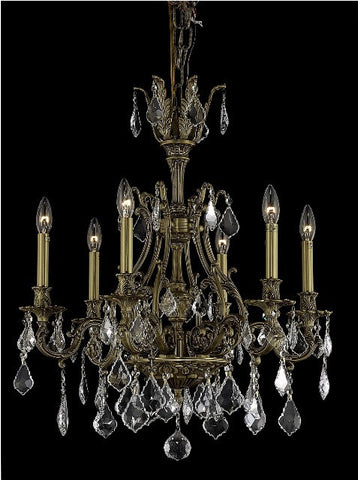 C121-9606D24FG/RC By Elegant Lighting Monarch Collection 6 Light Chandeliers French Gold Finish