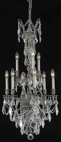 ZC121-9609D21PW/EC By Regency Lighting Monarch Collection 9 Light Chandeliers Pewter Finish