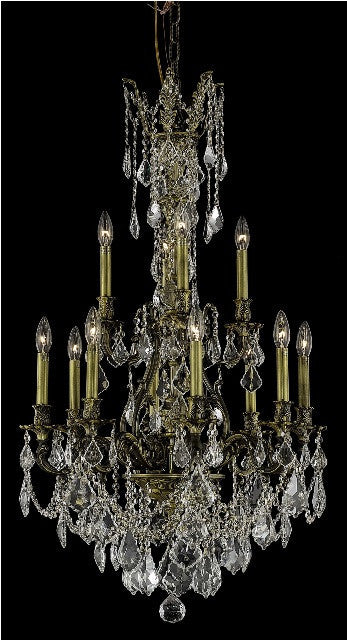 C121-9612D25AB/RC By Elegant Lighting Monarch Collection 12 Light Chandeliers Antique Bronze Finish