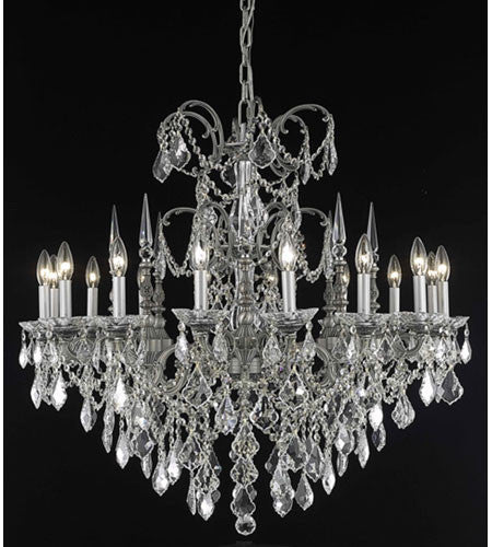 C121-9716G35PW-GT/RC By Elegant Lighting Athena Collection 16 Light Foyer/Hallway Pewter Finish