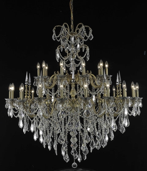 C121-9730G53FG/RC By Elegant Lighting Athena Collection 30 Light Chandeliers French Gold Finish