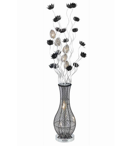 C121-FL4007 By Elegant Lighting South Beach Collection 8 Light Floor Lamp Silver and Black Finish