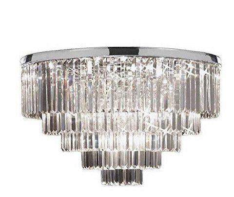 Flush Retro Palladium Crystal Glass Fringe Chandelier Chrome Finish H21" W31.5" - G7-Flush/2164/18