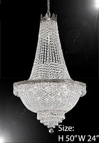 Swarovski Crystal Trimmed French Empire Chandelier Lighting- Great for the Dining Room, Foyer, Entry Way, Living Room H50" X W24" - A500-C7/CS/870/9SW