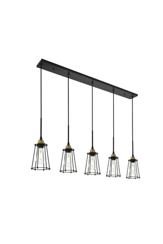 ZC121-LD4047D46BRB - Living District: Auspice 5 light brass and black Pendant