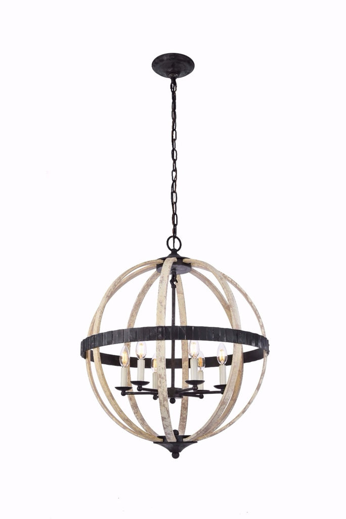 ZC121-1503D24IW - Urban Classic: Orbus 6 light Ivory wash & Steel grey Pendant