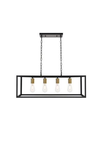 ZC121-LD4063D32BRB - Living District: Resolute 4 light brass and black Pendant