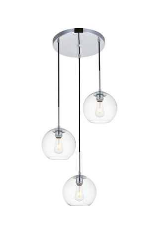 ZC121-LD2208C - Living District: Baxter 3 Lights Chrome Pendant With Clear Glass