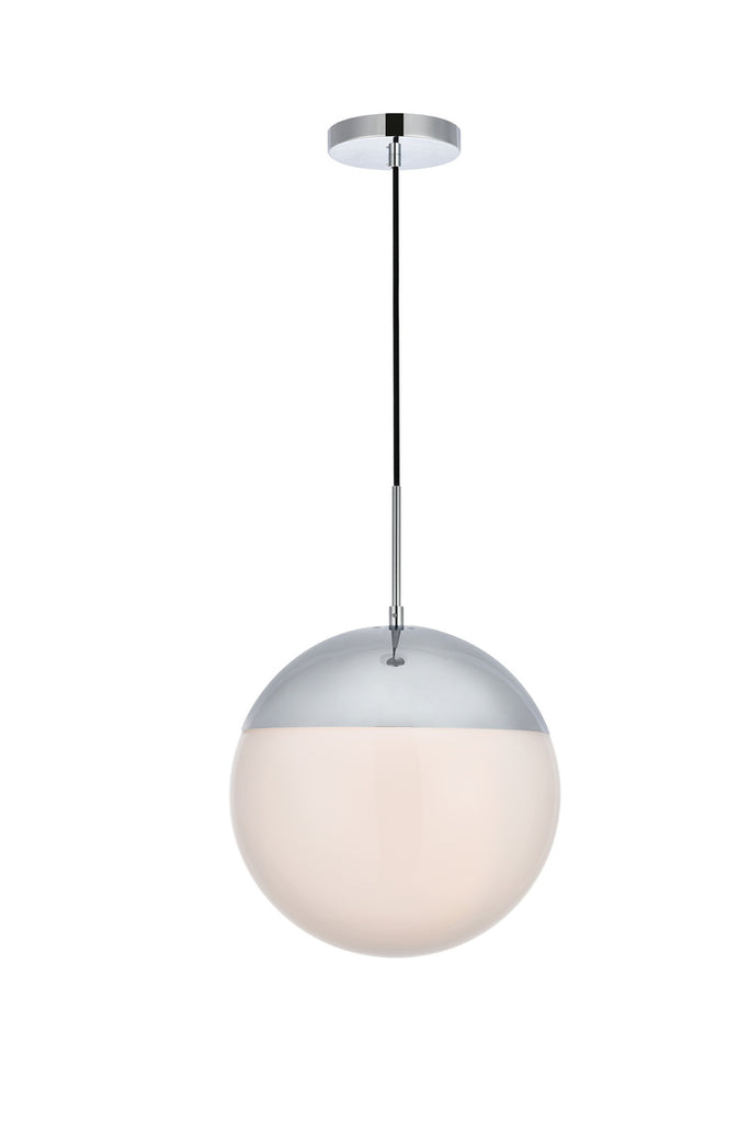 ZC121-LD6046C - Living District: Eclipse 1 Light Chrome Pendant With Frosted White Glass