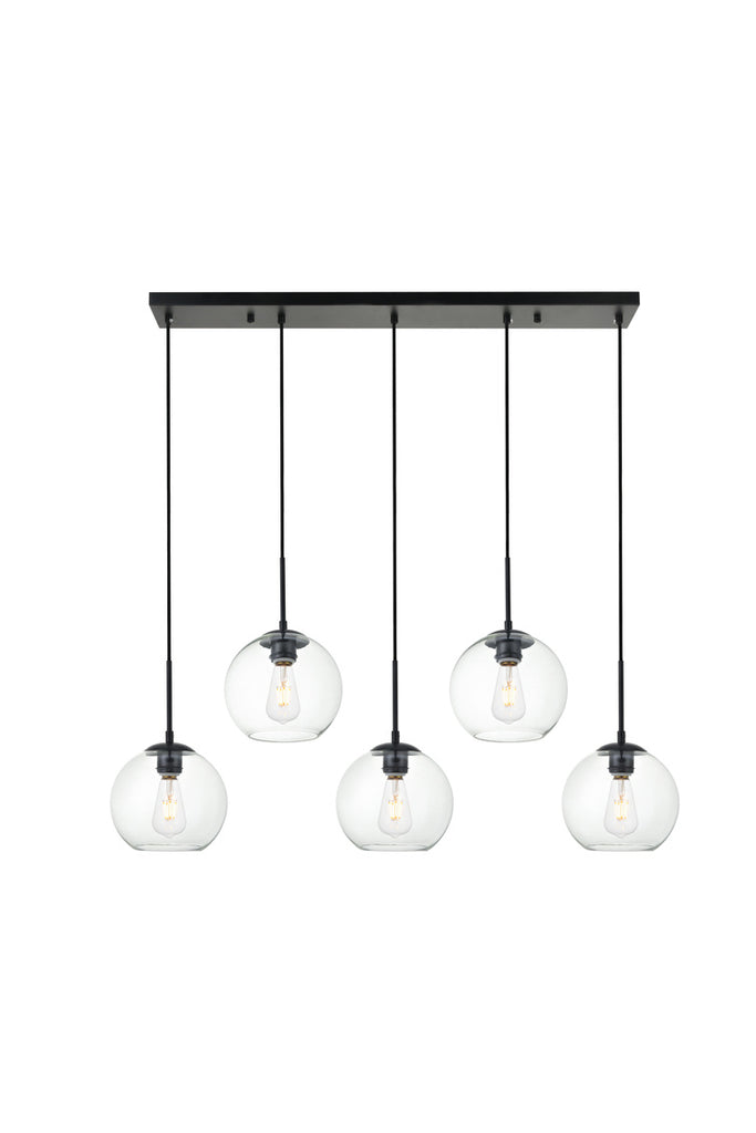 ZC121-LD2228BK - Living District: Baxter 5 Lights Black Pendant With Clear Glass