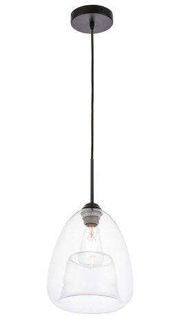 ZC121-LD5031D8BK - Living District: Kason 1 light Black and Clear glass pendant