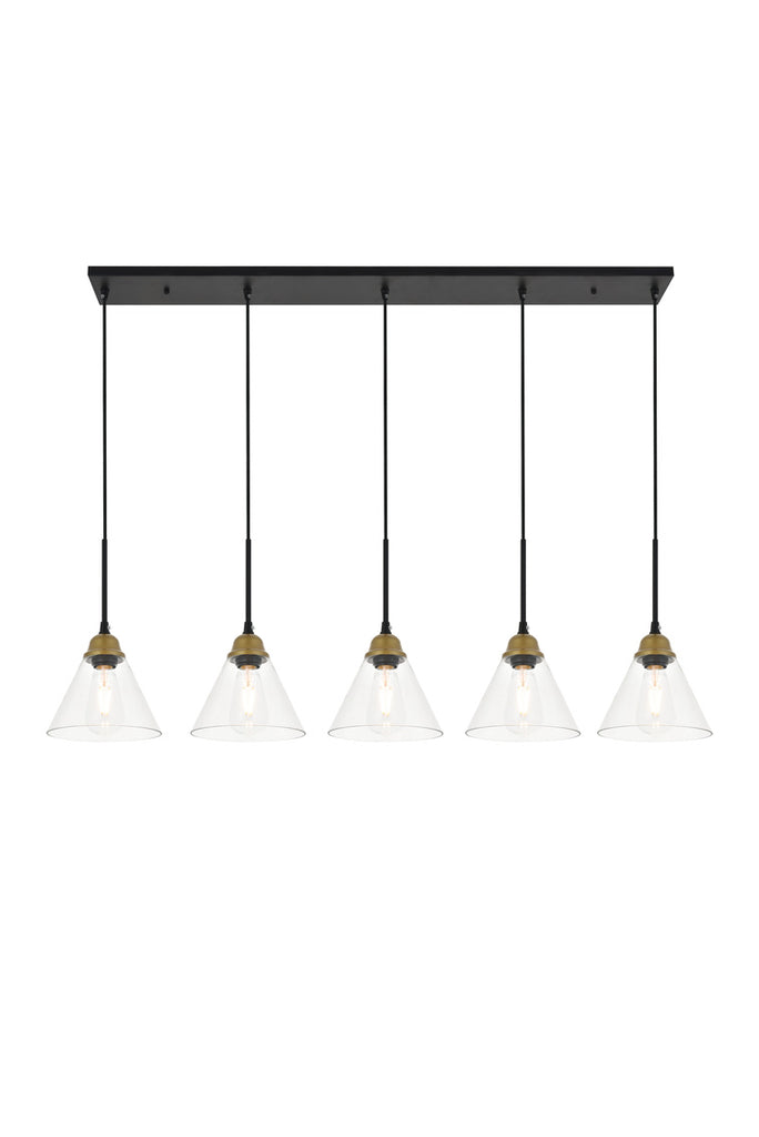 ZC121-LD4017D48BRB - Living District: Histoire 5 light brass and black Pendant