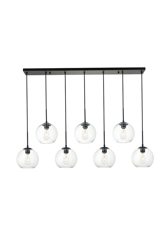 ZC121-LD2230BK - Living District: Baxter 7 Lights Black Pendant With Clear Glass