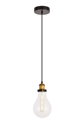 ZC121-LDPD2097 - Living District: Watts Collection Pendant D5.5 H10.6 Lt:1 Black and Brass and Clear Finish