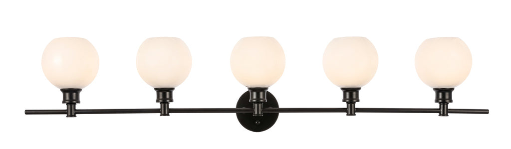 ZC121-LD2327BK - Living District: Collier 5 light Black and Frosted white glass Wall sconce