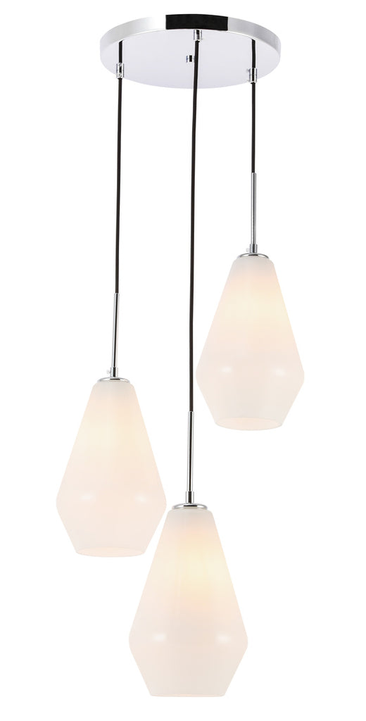 ZC121-LD2263C - Living District: Gene 3 light Chrome and Frosted white glass pendant