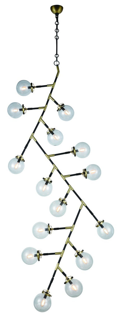 ZC121-1507G37BB - Urban Classic: Leda 15 light Burnished Brass&Flat Black Chandelier