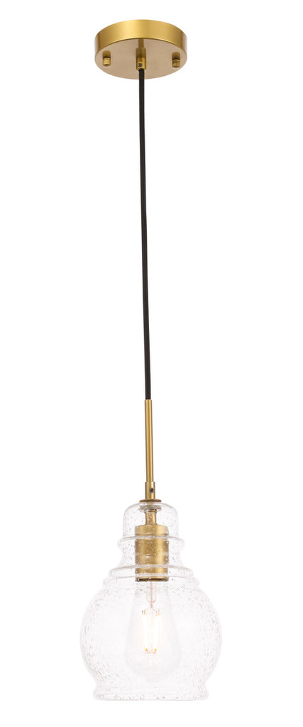 ZC121-LD6203BR - Living District: Pierce 1 light Brass and Clear seeded glass pendant