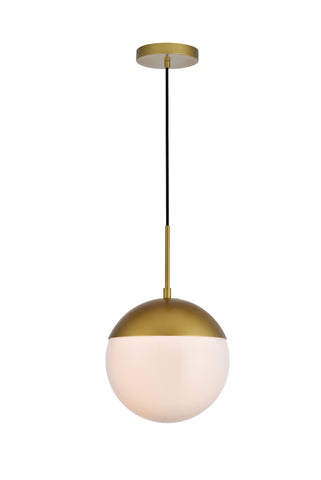 ZC121-LD6036BR - Living District: Eclipse 1 Light Brass Pendant With Frosted White Glass