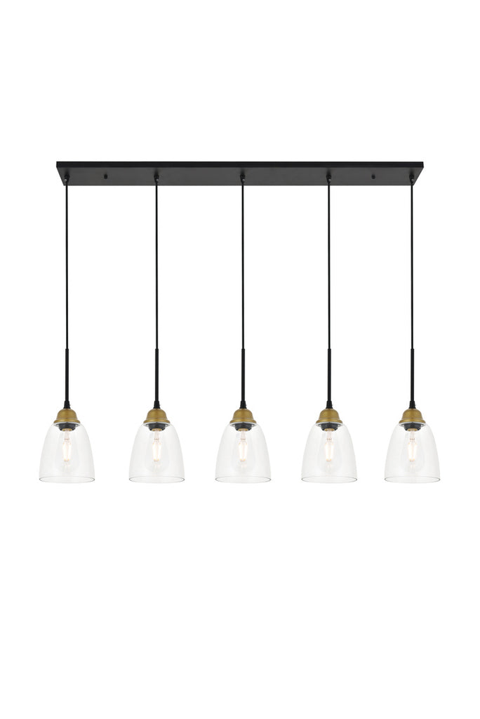 ZC121-LD4013D46BRB - Living District: Felicity 5 light brass and black Pendant