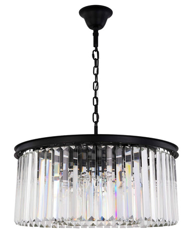 ZC121-1238D31MB/RC - Urban Classic: Sydney 8 light Matte Black Chandelier Clear Royal Cut Crystal