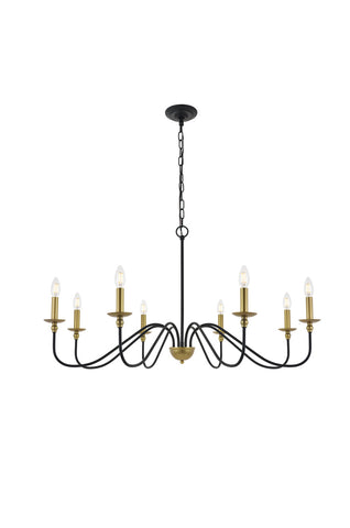 ZC121-LD5006D42BRB - Living District: Rohan 8 light Matte Black and Brass Pendant