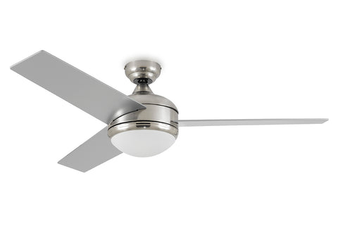 Brushed Steel Ceiling Fan - Integrated with 20W 3000k LED Light Kit - Indoor/Outdoor Ceiling Fan - G7-5126