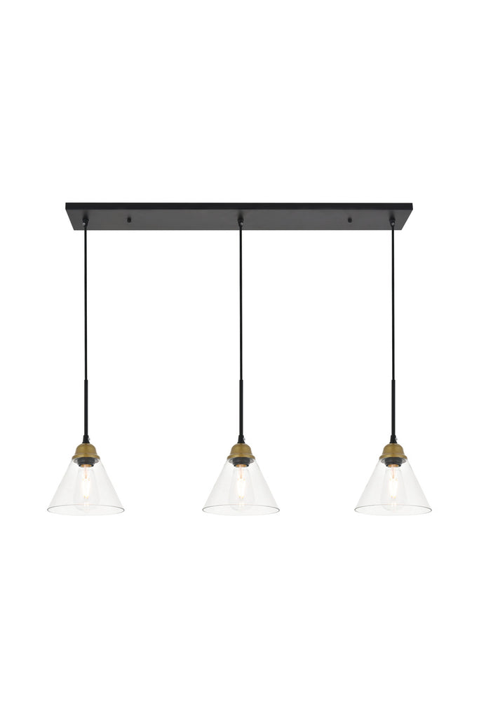 ZC121-LD4017D40BRB - Living District: Histoire 3 light brass and black Pendant