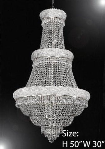 French Empire Crystal Chandelier Lighting H50" X W30" - Perfect For An Entryway Or Foyer - A500-Silver/448/21